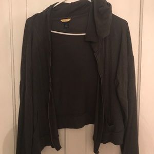 Cropped gray zip up HOODIE